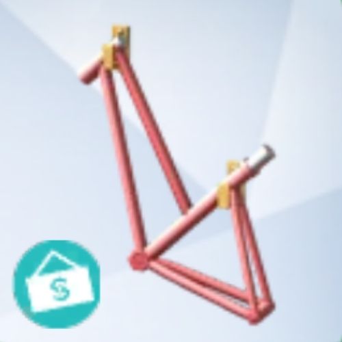 A screenshot from The Sims 4 with a grey background and a bicycle frame