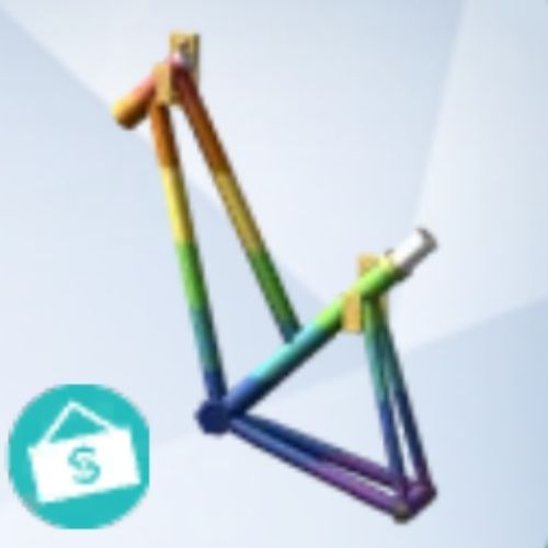 A screenshot from The Sims 4 with a grey background and a bicycle frame