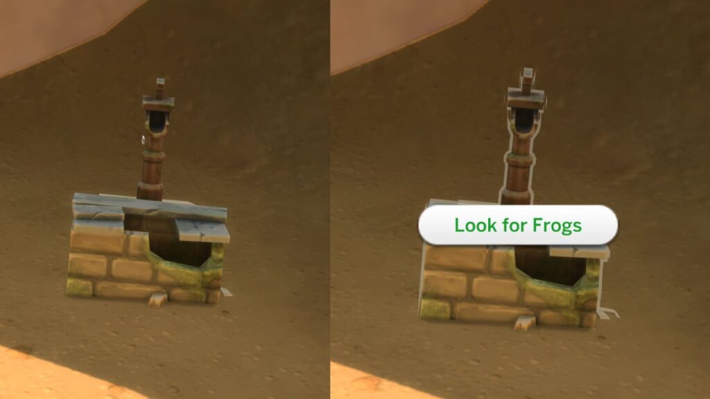 A screenshot from The Sims 4 showing a frog tap