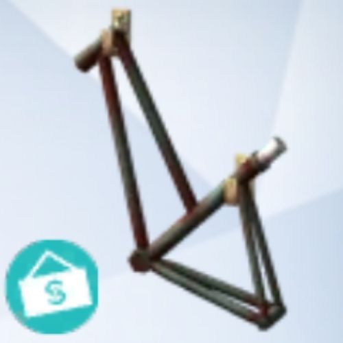 A screenshot from The Sims 4 with a grey background and a bicycle frame