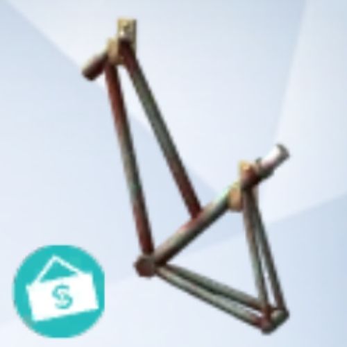 A screenshot from The Sims 4 with a grey background and a bicycle frame