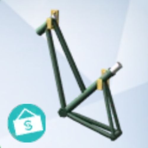 A screenshot from The Sims 4 with a grey background and a bicycle frame