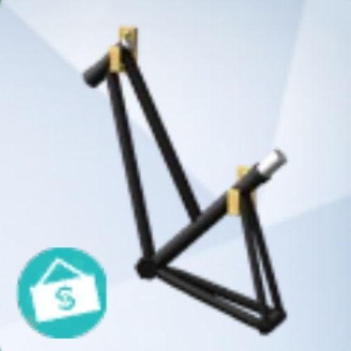 A screenshot from The Sims 4 with a grey background and a bicycle frame