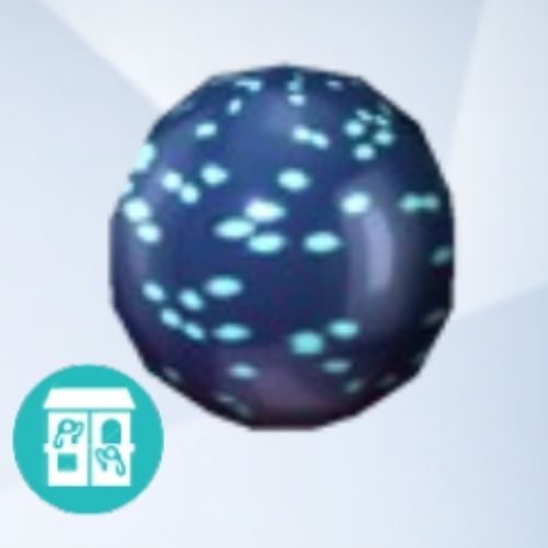 A screenshot from The Sims 4 showing a grey background with an enlarged image of a marble with a dark blue speckled design 