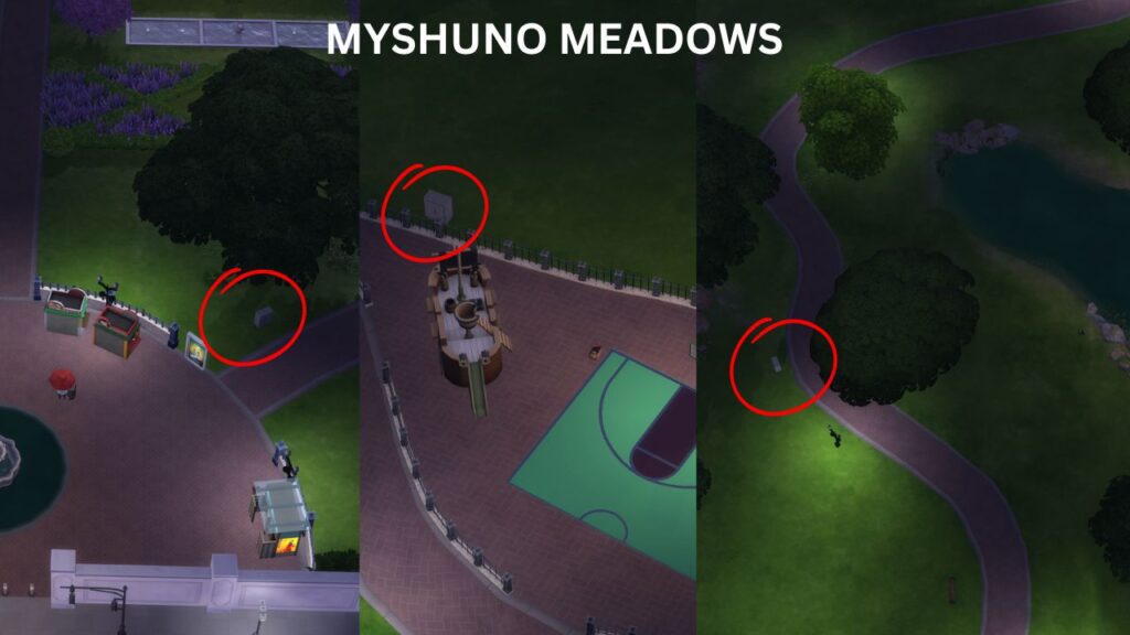 A screenshot from The Sims 4 showing where you can find electric boxes in Myshuno Meadows
