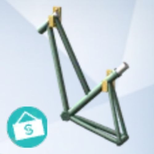 A screenshot from The Sims 4 with a grey background and a bicycle frame