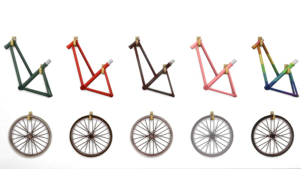A screenshot from The Sims 4 showing the nordhaven bike parts collection