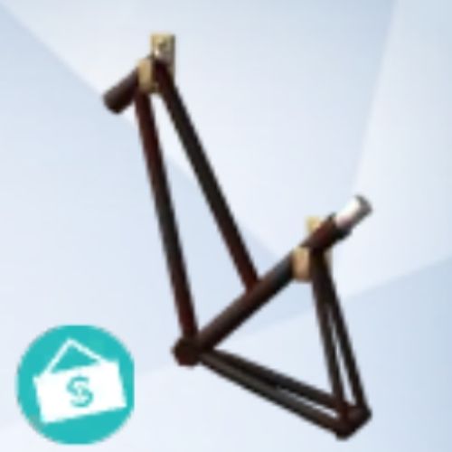A screenshot from The Sims 4 with a grey background and a bicycle frame