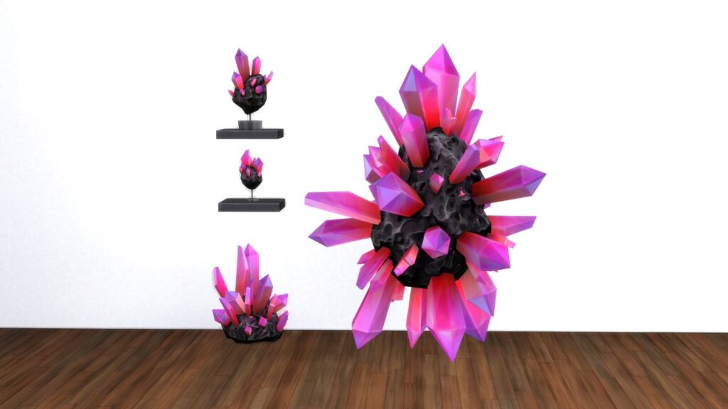 A screenshot from The Sims 4 showing all four space rocks