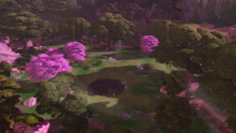 A screenshot from The Sims 4 showing Sylvan Glade