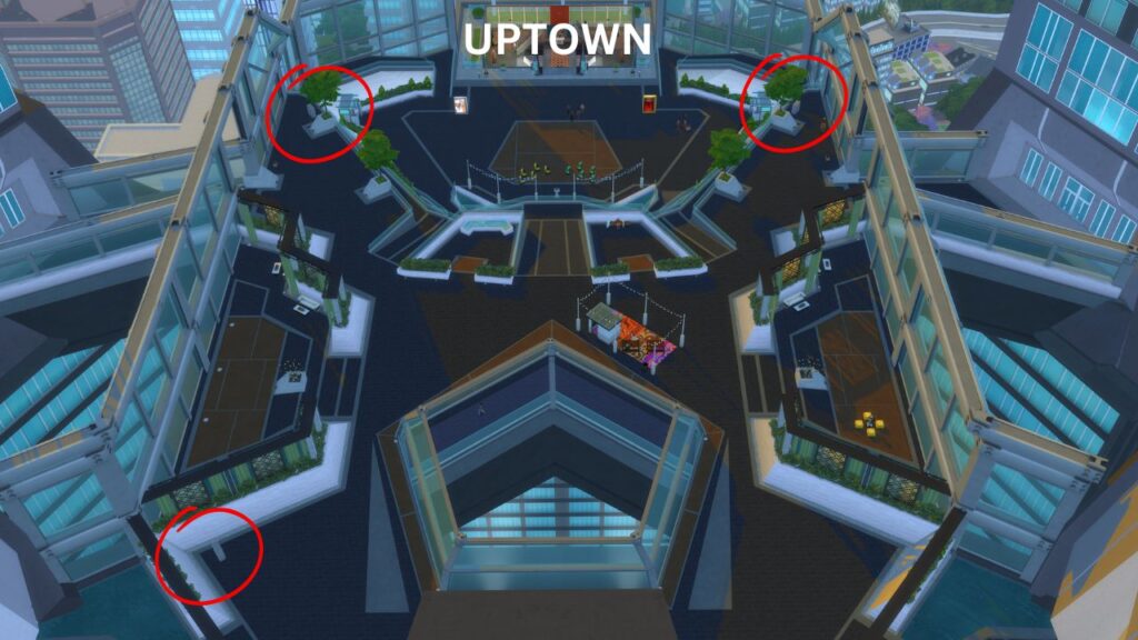 A screenshot from The Sims 4 showing where you can find electric boxes in uptown