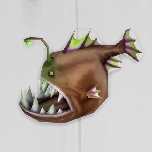 A screenshot from The Sims 4 showing a white floor with an anglerfish