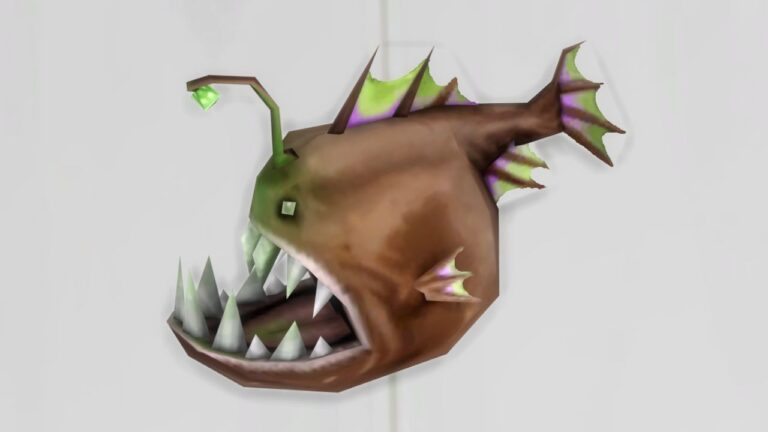 A screenshot from The Sims 4 showing the anglerfish with a white background