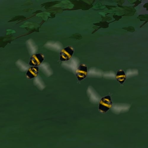 A screenshot from The Sims 4 showing a swarm of bees