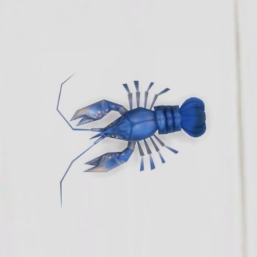 A screenshot from The Sims 4 showing a white floor with a blue crawdad