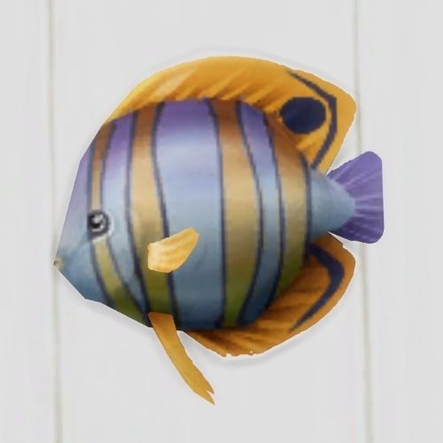 A screenshot from The Sims 4 showing a white floor with a butterflyfish
