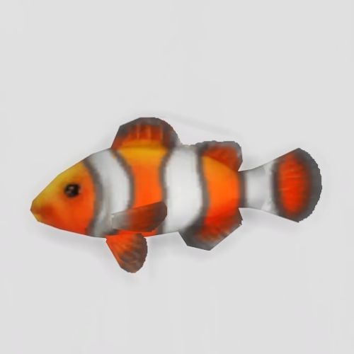 A screenshot from The Sims 4 showing a white floor with a clownfish