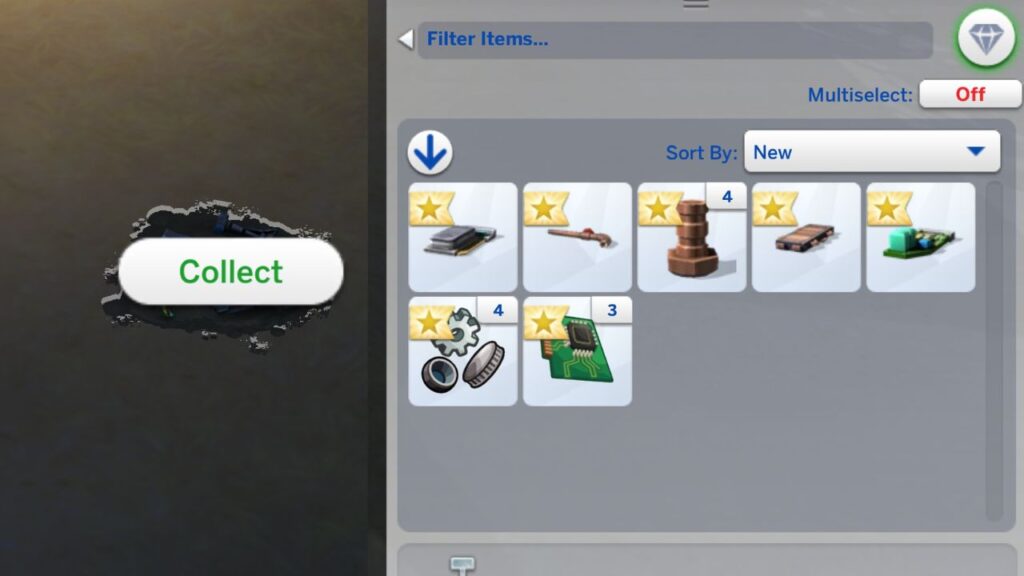 A screenshot from The Sims 4 showing that you can collect a dead servo and get parts 
