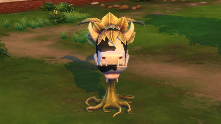 A screenshot from The Sims 4 showing a cowplant