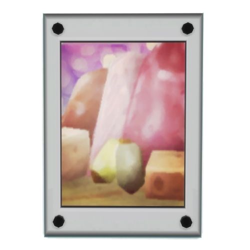 A screenshot from The Sims 4 showing the cured meat crips on reclaimed forest wood print