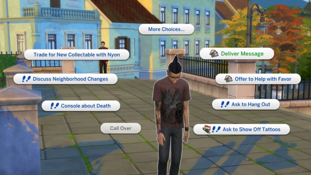 A screenshot from The Sims 4 showing how to deliver message from grim to the grim enthusiast 