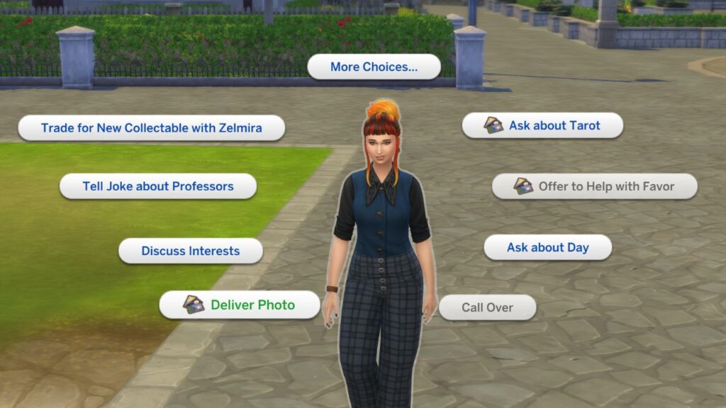 A screenshot from The Sims 4 showing how to deliver a photo to an order member