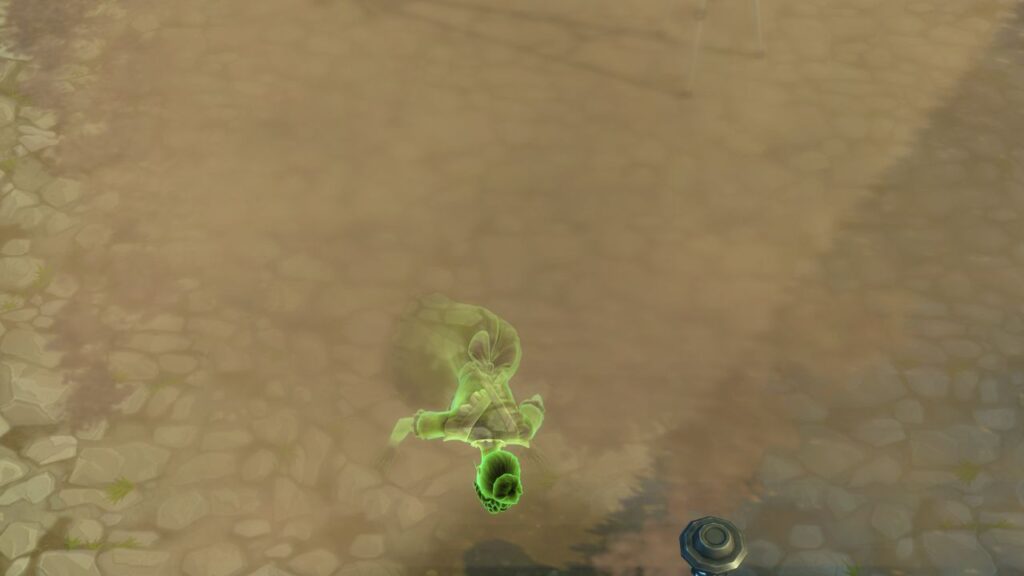 A screenshot from The Sims 4 showing a ghost sim getting hit by a meteor 