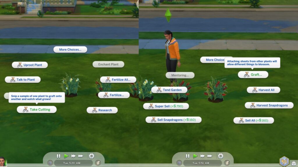 A screenshot from The Sims 4 showing how to graft to make an orchid