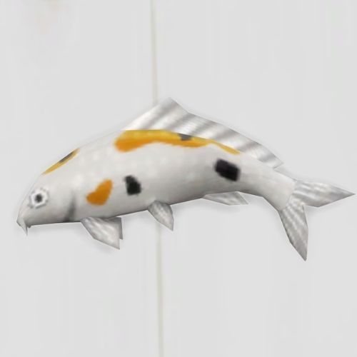 A screenshot from The Sims 4 showing a white floor with a koi fish