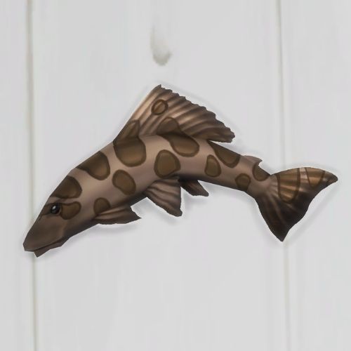 A screenshot from The Sims 4 showing a white floor with a leopard shark