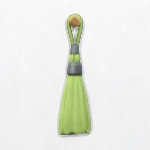 A screenshot from The Sims 4 showing a light green tassel hanging on a white wall 