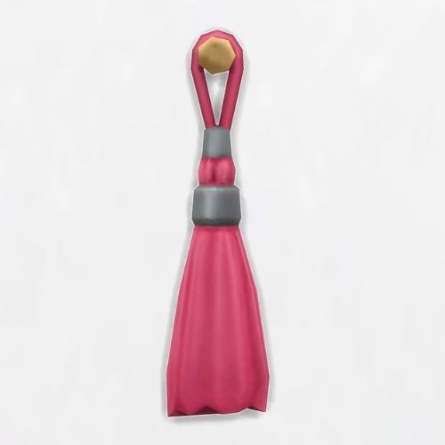 A screenshot from The Sims 4 showing a magenta tassel hanging on a white wall 