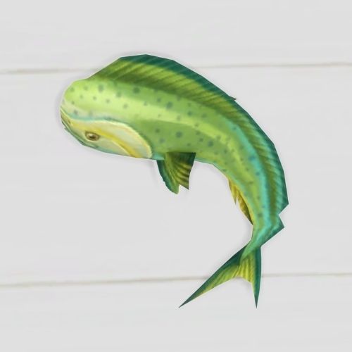 A screenshot from The Sims 4 showing a white floor with a mahi mahi fish