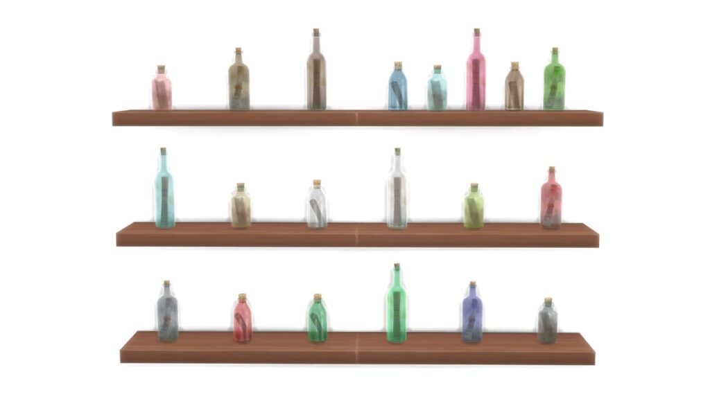 A screenshot from The Sims 4 showing the entire messages in bottles collection