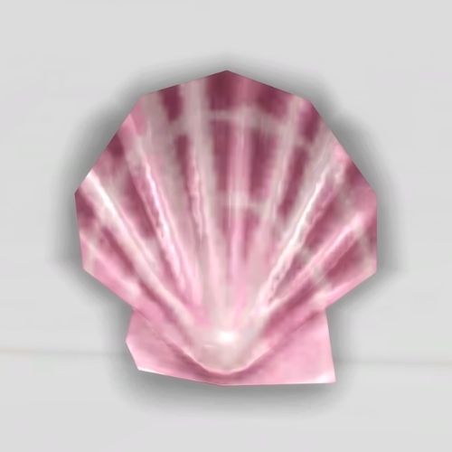 A screenshot from The Sims 4 showing a grey background and a pink scallop on top 