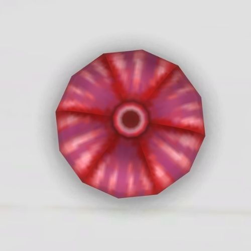 A screenshot from The Sims 4 showing a grey background and a pink sea urchin shell 