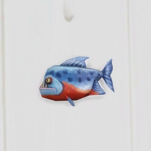 A screenshot from The Sims 4 showing a white floor with a piranha