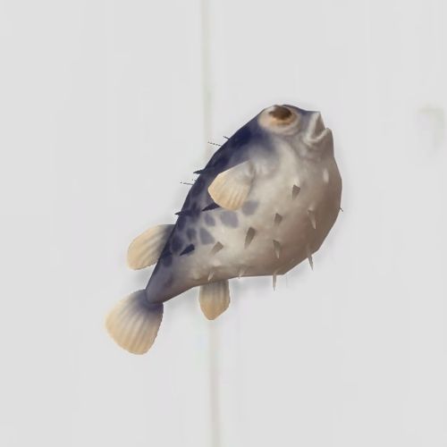 A screenshot from The Sims 4 showing a white floor with a pufferfish