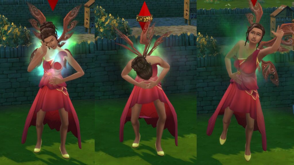 A screenshot from The Sims 4 showing the stages of a sim dying from emotional starvation 