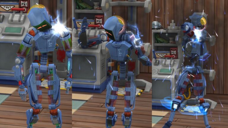 A screenshot from The Sims 4 showing the stages of a servo dying