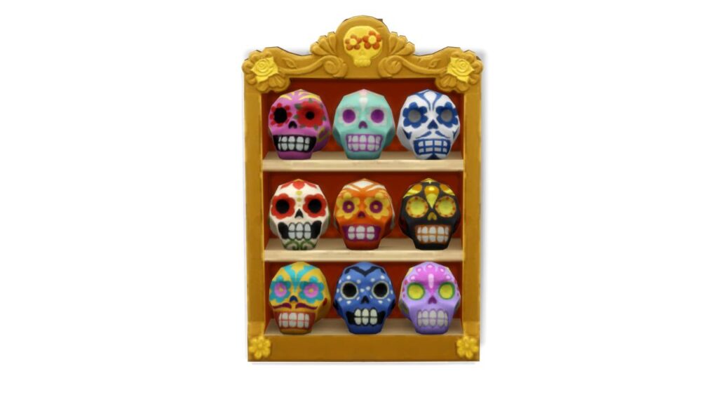 A screenshot from The Sims 4 showing the sugar skulls collection complete