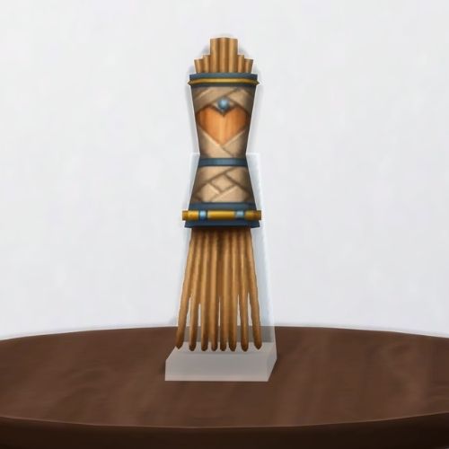 A screenshot from The Sims 4 showing a brown table with The Fingers of Sulani in beige 