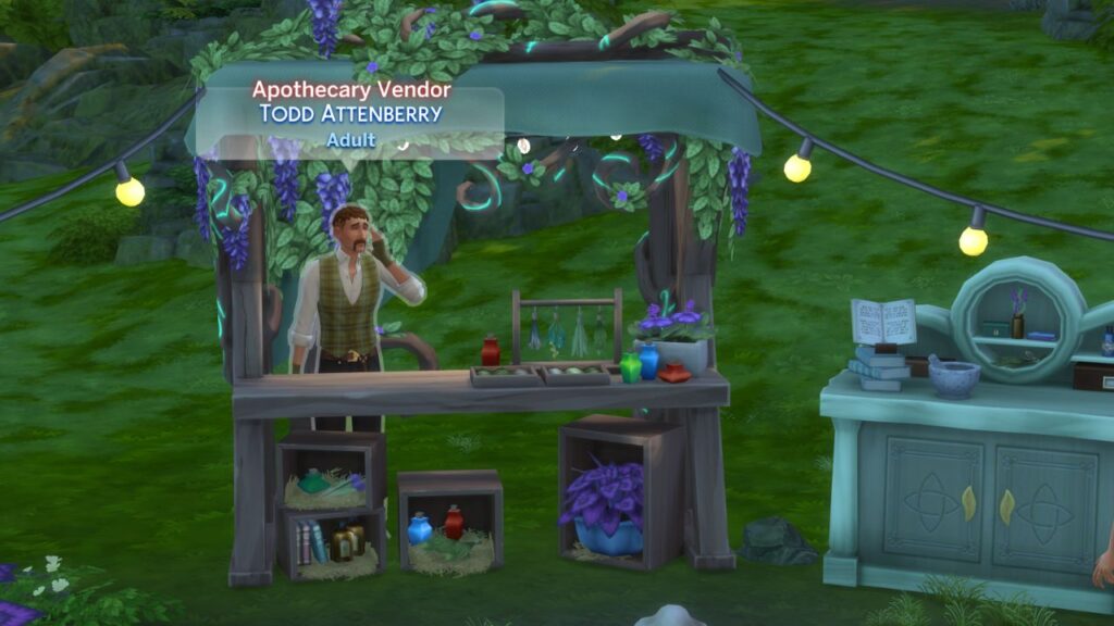 A screenshot from The Sims 4 showing where to find Todd Attenberry