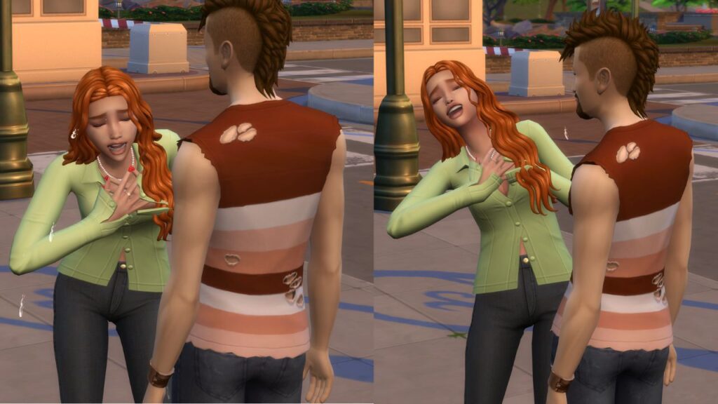 A screenshot from The Sims 4 showing a sim dying from a broken heart 