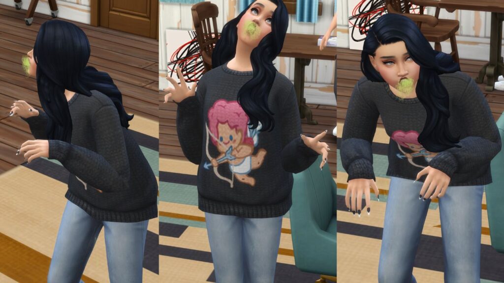 A screenshot from The Sims 4 showing the stages of a sim with rodent fever 