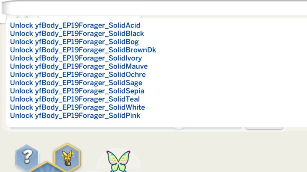 A screenshot from The Sims 4 showing what happens after unlocking items in cas