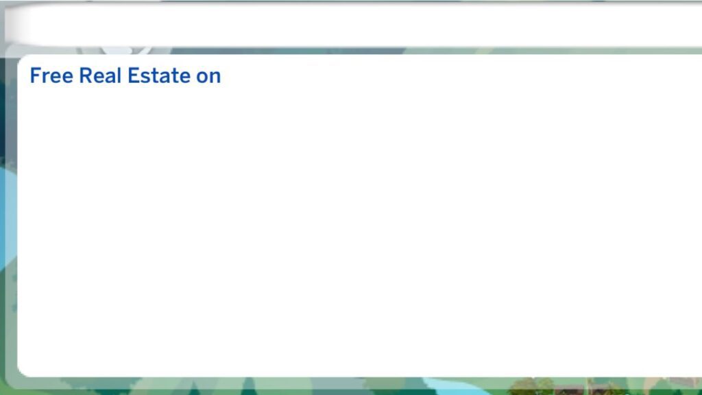 A screenshot from The Sims 4 showing the cheat box showing that free real estate is on 