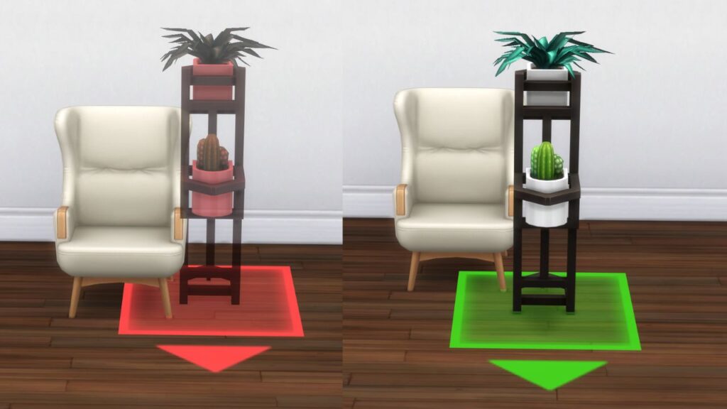A screenshot from The Sims 4 showing how to free place items with move objects 