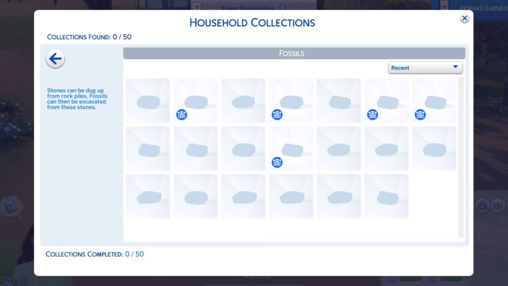 A screenshot from The Sims 4 showing an empty household collection 