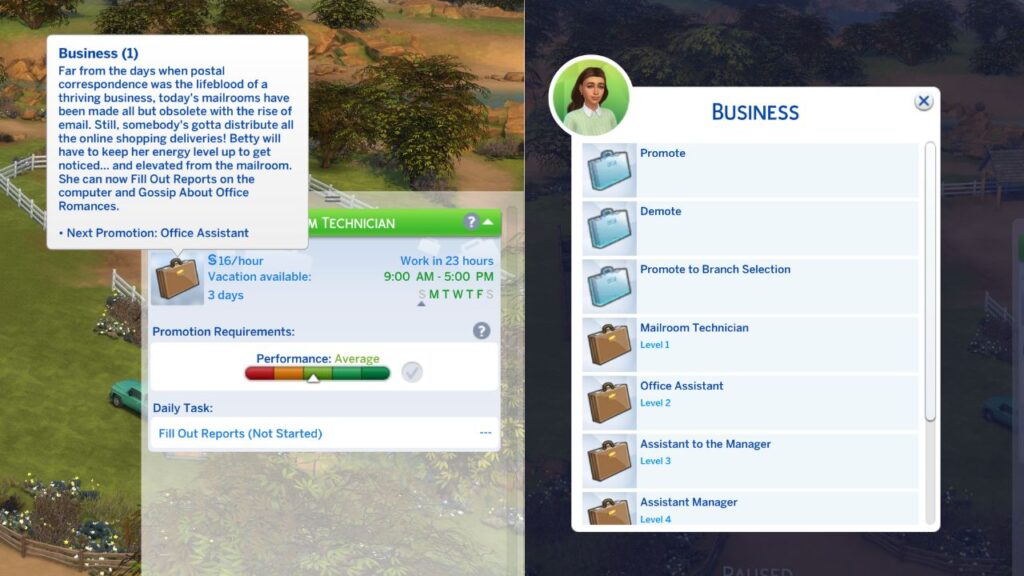 A screenshot from The Sims 4 showing the way to cheat careers in ui cheats 